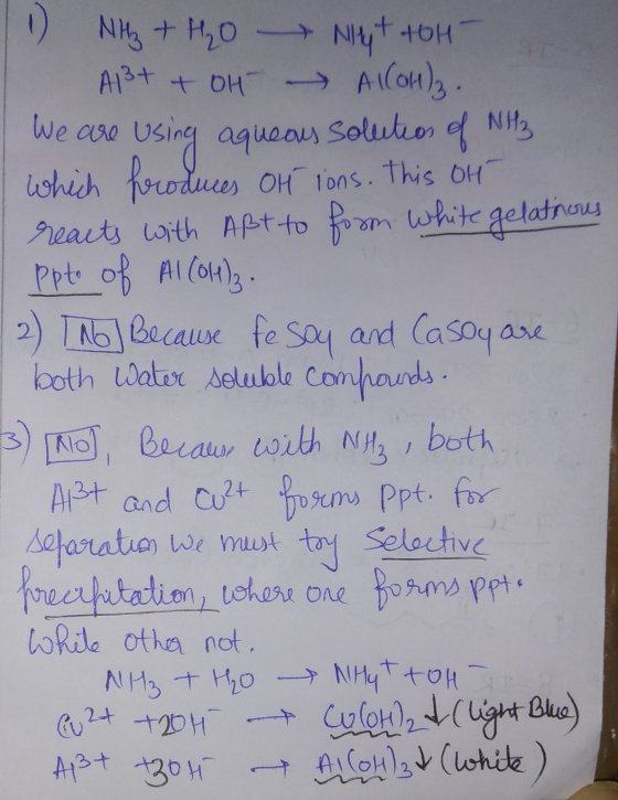 11 NH3 + H₂0 NyttOH- AB+ + OH AllOH)₂ . | We are using aqueous solution of NH₃ which produces of ions. This OH reacts with Aß