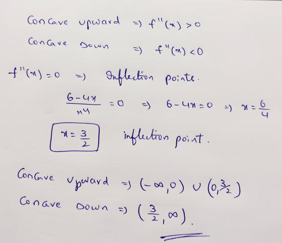 Con lave upward = f(^) > Concave Down =) f (a) <0 f(m) -0 =) Inflection points. 6-un -) 6-48=0 หน =) a=6 Na mid inflection