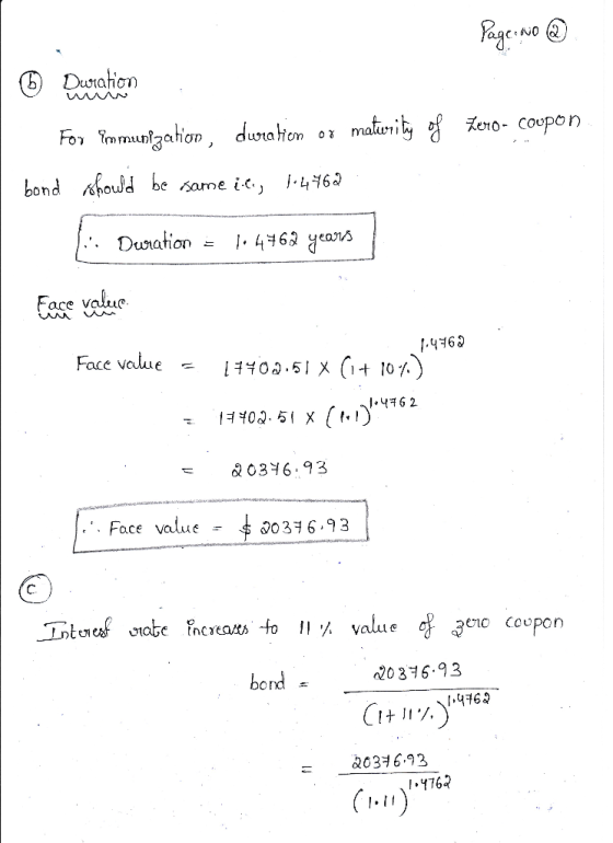 Page No @ Zero- coupon © Duration For Immunization, duration or maturity of bond should be same il., 1-4762 1 Duration = 1.44