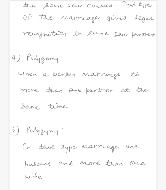 the same sen couples. This type of the marriage gines legal recognition to same sen partners 4) Polygamy: a person na arriage