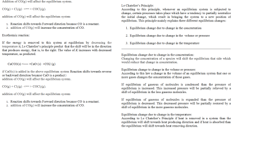 Addition of CO(g) will affect the equilibrium system. CO(g) + Cl2(g) <==> COCl2(g). Le Chateliers Principle: According to th