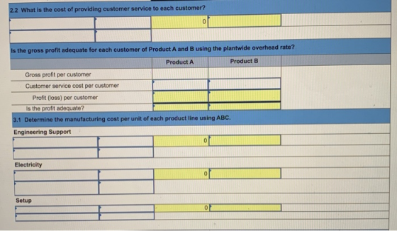 2.2 What is the cost of providing customer service to each customer? Is the gross profit adequate for each customer of Produc