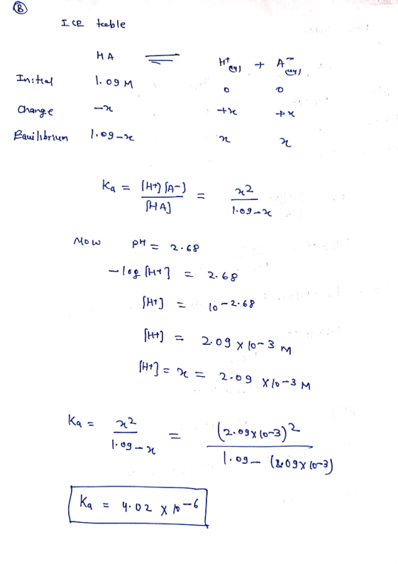 Acable AT HA |. 09 M In:t -+n Crange Bauibrun Ka HAJ 109- Now 2-68 SH1 lo 2-6P 2 03 x (o 3 2.09 xlo-3 M (2.03x(0-3)2 05-(03x