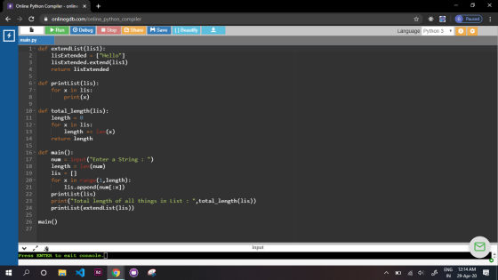 - Online Python Compiler - online x + 6 # Language Python 3 - G Paused 6 : Save {} Beautify onlinegdb.com/online_python_compi