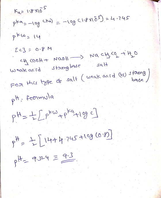 Ka 1-8Xlo c3 O. M Na cHctHo HCOOH Nao weak asid sa lt Stung base FO this ype d Salt (eak asid ) stong base pH Feomula 2 14745