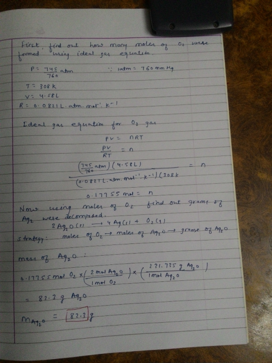 first formed find out how wring ideal a ware many molen of gas equation latm = 760mming P = 745 atm 760 T-308 K Ve 4.58L R =