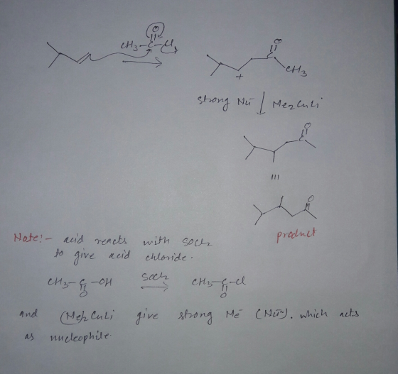 CH₃- ettz strong de l Megenti product with so chloride. Note? - acid reacts to give acid Hz-e-on soch CHz C-cl and give stron