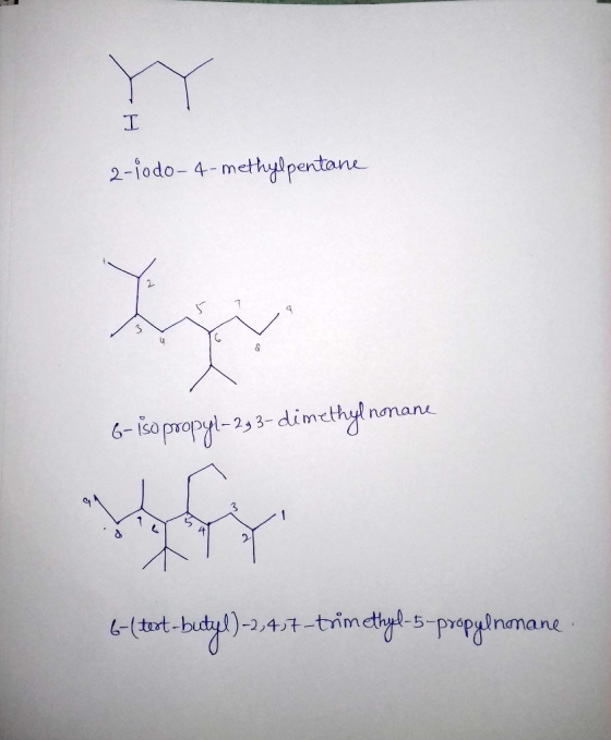2-10do-4-methylpentane 6-isopropyl-233- dimethyl nonane 6-tert-butyl)-2,437-trimethyl-5-propylnoane.