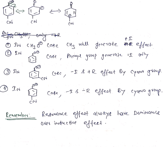 & +I CH₂OH, only ar 0 IN CHgo Cose CH₂ will generate the effect. Сове , Phеrvіt уточP дене так - oy osc, , -I StR effect B