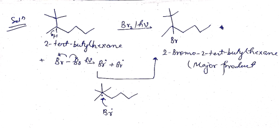 By - Brilho 2-tert-butylhexane . + Bo Bo RV Br + Bi 2 - Bromo-2-tert-butythexane (Major Prodent L