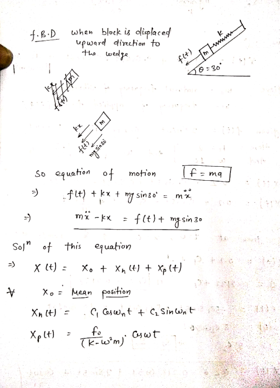 .Dhen block is olisplacef θ:30 uattorn Solf this equation xo: Mean Position fo