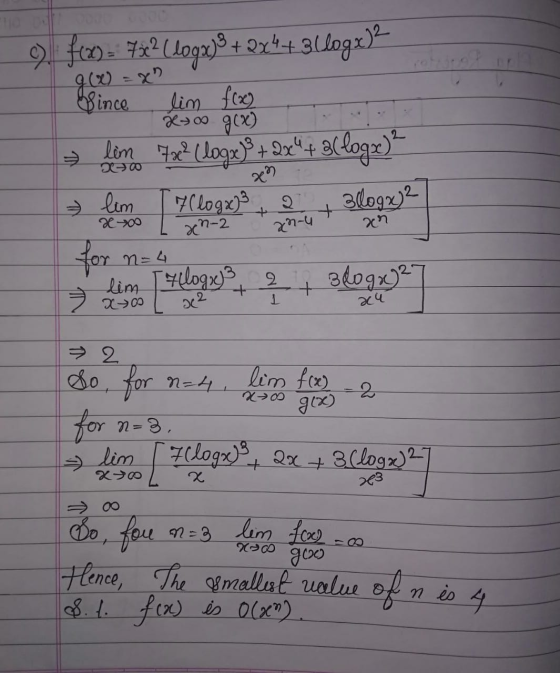 g(x) = x K2700 g(x) o f(x) = Px? (logo)8 + 2x443 (log.x)? since lim f(x) limo 7x? (logxjø + 2x4+ 8C logu) lim 7 logx3 3logx)2