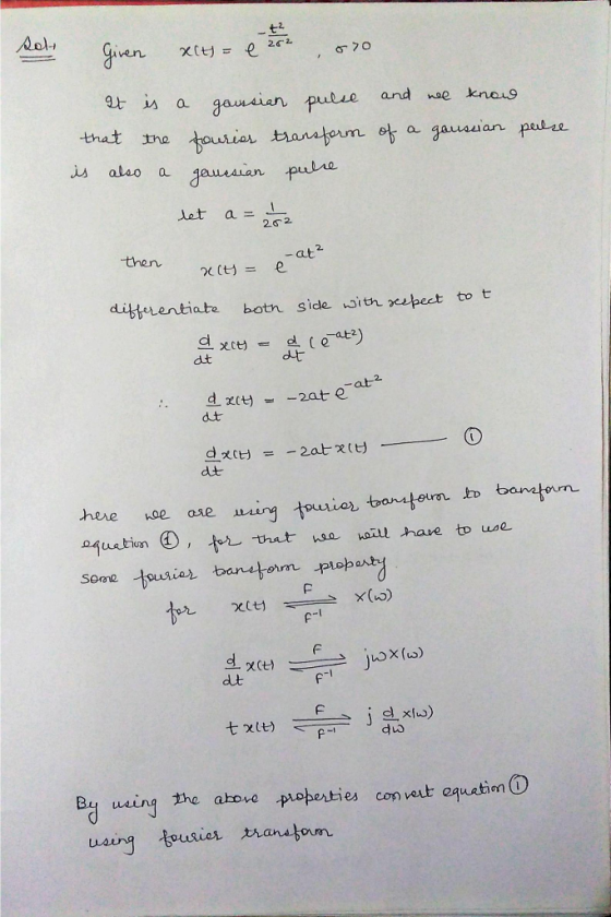 a gautiun pubse and se na.o hoe kn 2t i that tre is alao a a gaisian let a=2g2 -at then dibtrentiate botn side wwith xcspect