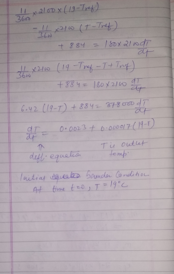 11 x2100x (19-Tref) 3600 1 x210 (T-Tref) + 884 = 180x21 WOT at x210 (19 -Tref - T + Tref) How +884 = 180x210 वा 6.42 (19-T) +