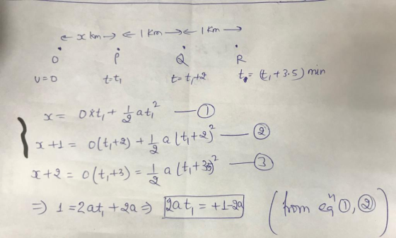 exkm lkm € 1 km u=0 tot tot, +2 to it, +3.5 min. ® x= Oxt, + bath -o *+= 0(4,+2) + b 214+3) — 2+2 = 0(4,+3) = + alti+ 3G = 1=