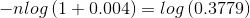 -nlog\left ( 1+0.004 \right )=log\left (0.3779 \right )