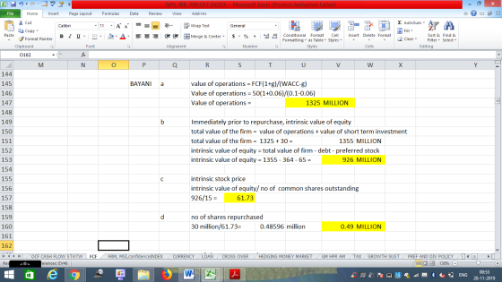 NPV, IRR, PBP,OCFINDEX - Microsoft Excel (Product Activation Failed) View Add-Ins File Home Insert Page Layout Formulas Data