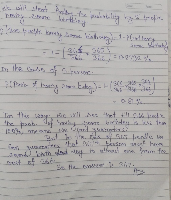 Date Page: le will staat Some bth 365 366 366 -0,2732 % n the Cnse of he.to I- Ia this e will see tbat tll 366 peoble loy is