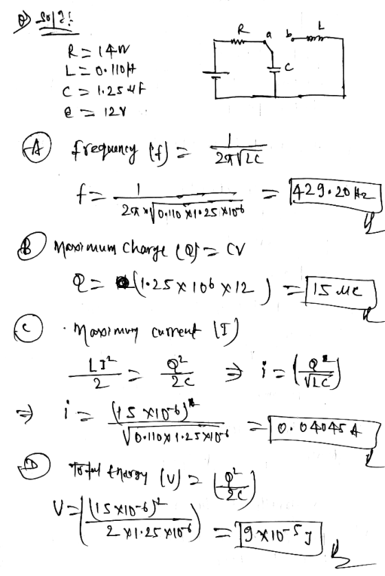 $ $123 R=141 L=0.1104 C>125 uf & S 12V : • 20 Hz 25 X 106 ② frequency (f) a zaric fa za wananchi = 142.9. 2012 Mosimum Chorge