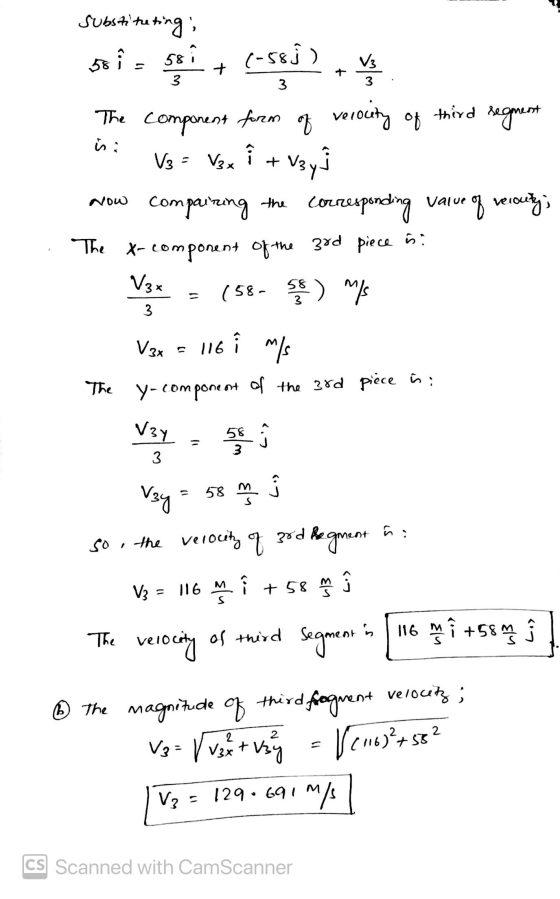 + + V3 3 3 3 third of verocity substituting; 58. 58 (-58 9 ) V The component form of segment V3 Vay corresponding value of re