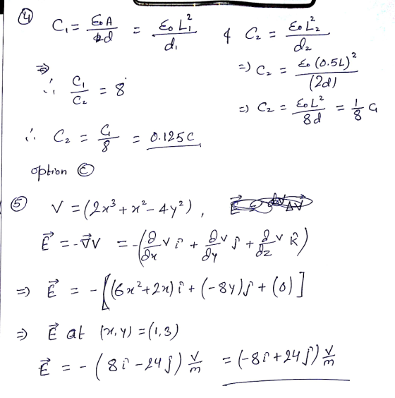 © Cote d - EOLE 4 C. - Eode 3)C, - € (0.5L)? 720) 5) Cz = boli = $ 4. C. = G = 0.1256 option © V = (2x® + x°- 4y2), pero E --