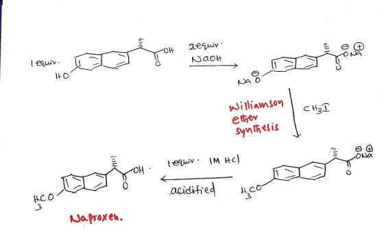 Xil114 OH requirt Naoh mill lequir. HO Nag! Williamson I CH₂ I ether Synthesis requir. IM HCl n d De 8 acidified. Acom со sfi