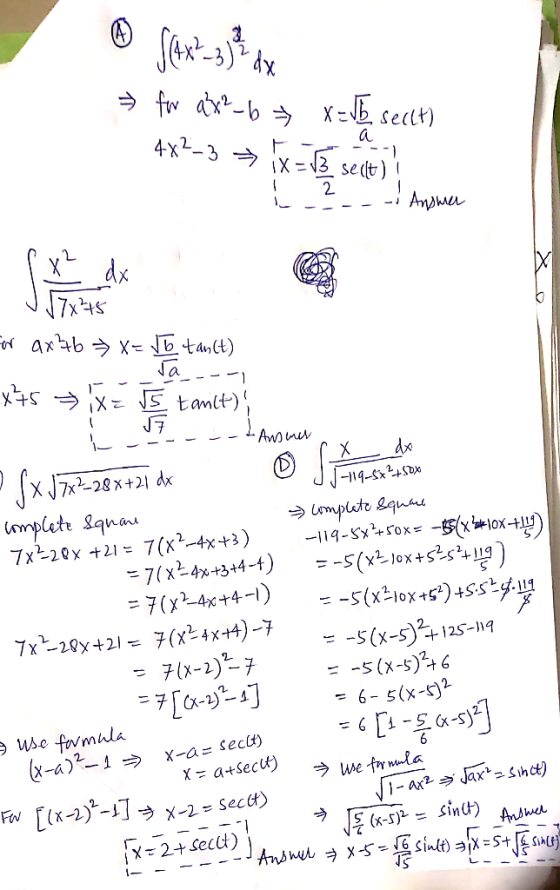 514x2-3)* dix > for aire - 6 = x=Je, secchi 42-3 = x= Eser 13 sett) Anime Senin dx For axl76 → X=VC tankt) Ta x75 → xz 15 tan