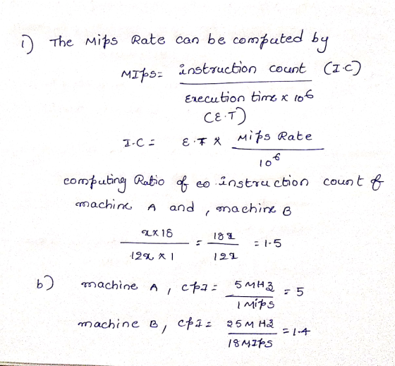 The Mips Rate con be compated A MIks: instruction count Czc Eecution time, K 106 6 compubng Qabo eo instrucbion count 8 emac