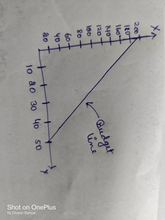 200 1107 160+ 140 + 120 loo 80 607 ५० < -Budget line 80 sot у 1o ao 30 40 50 Shot on OnePlus By Divesh Bansal