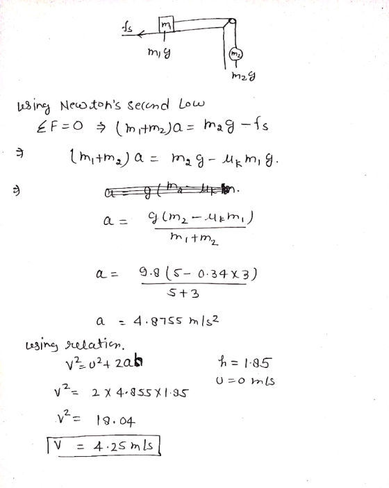 itself mig med mag . se Lesing Newtons second low EF=0 (mitm2) a = mag-fs (mitma) a = mag-uk mi g. Agron a= g(m2-46m,) mitm₂