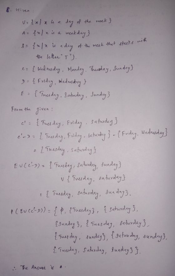 B viven: day of the week 3 Uz Lxlx is a A = {xlx is a weekday} B = { use is a day of the week that starts with the letter T