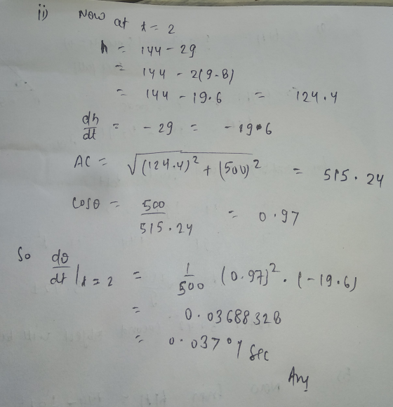 Now at & 2 144 - 29 l4U 219-8) lyu 19.6 ch at - 29 - 896 124.4 P Z AC = √ (124.4)² + (506)2 515.24 coso - 500 0.97 515.24 So