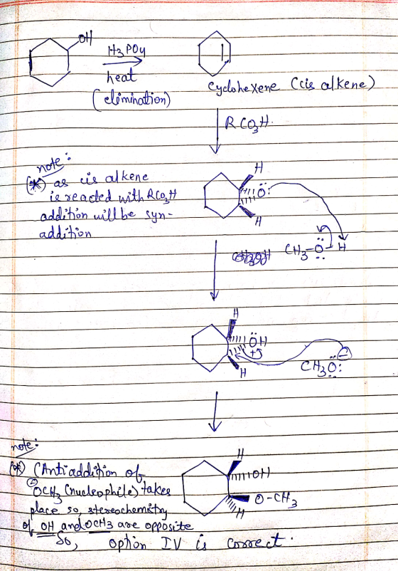 Lott Hapoy heat relimination) Cyclohexene Ciis alkene) R.COH H 10 is alkene is reacted with Roth addition will be syn- additi