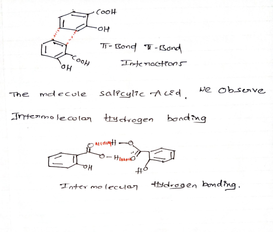 Coolt -OH T-Bond T-Bond COOH Interactions cool OH The mdecole salicylic Aced we observe Intermolecolar Hydrogen bonding Oncer