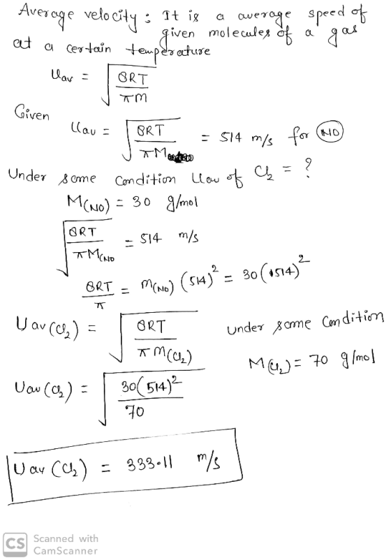 Average velocity : It is a average speed of s given molecules of a gas at certain temperature - lav = BRT Jam Given (lau= [OR
