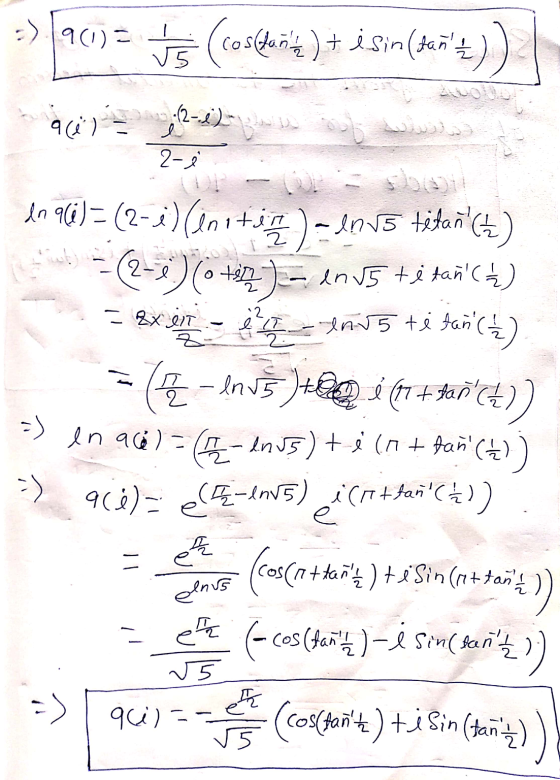 :) 9(i)=(cosfröke) + i sin (dant کو) a(i)= 12-31) - 2- = ZX IIT en 960) = (2-0) (initiza ) - lov5 titañ(+) -- (2-2)(+47) in