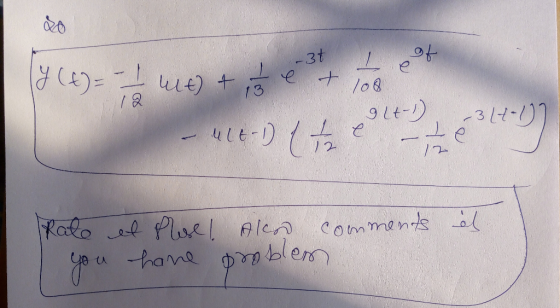 , -3t of Jy (t) = - I ult) + its e + Toot - 4LE-D ( te glt-1) -377-7 et Rate you et Plose ! Alor comments have problem.