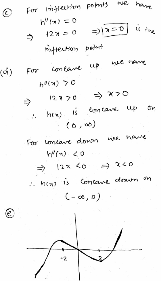 (d) © For inflection points we have h (=0 & 122=0 =)/2=0 is the inflection point for con came up we have - n1(a) to 12270 =>