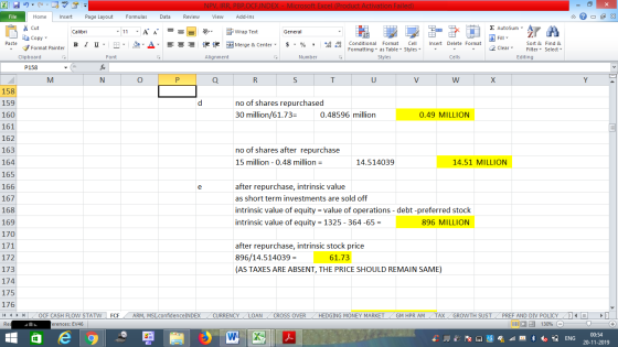 NPV, IRR, PBP,OCFINDEX - Microsoft Excel (Product Activation Failed) View Add-Ins File Home Insert Page Layout Formulas Data