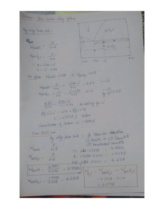 lution Deon- Carbon alley cyston By using lever rule: lito vex Wparete Wpro.fece = 6.70 X = 6.70-a As given Weenlite = 0.68 4