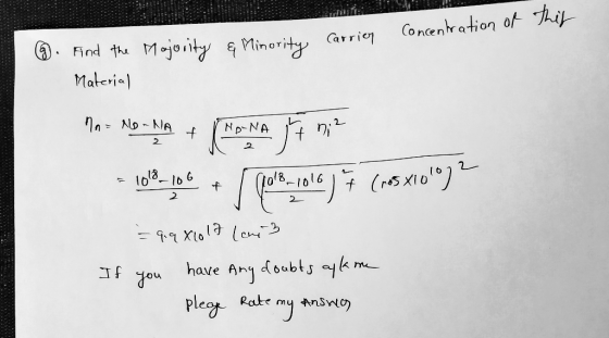 this Concentration of majority & Minority Carrier Majority & Minority Carrier 6. Find the Material Ma - NO-NA + 1 NONA JA ni?