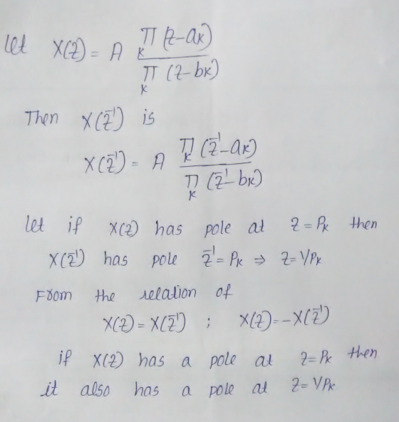 굳 T (2-bx) Then x)is let if xe) has pole a hen has poll 21 Foom the saradion of if X12) has a pole al 2-k then it also has a