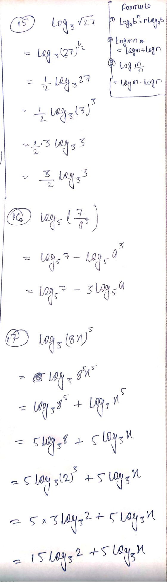 formule 15 Log3 727 Logab? nlegas o lojmn (27) 3 lag = 1 / 2 lag 27 = lagn+logn Logm - wym-Logn £. 3 Ź May (3) 2 2 1 1 3 10g3