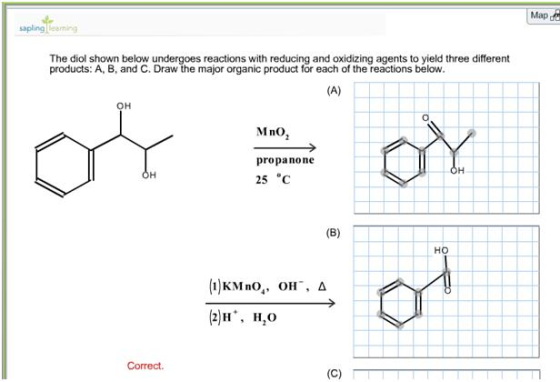 Map sapling leeming The diol shown below undergoes reactions with reducing and oxidizing agents to yield three different prod