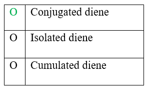 0
Conjugated diene
0
Isolated diene
Cumulated diene