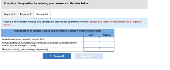 Complete this question by entering your answers in the tabs below. Required 1 Required 2 Required 3 Reconcile the variable co