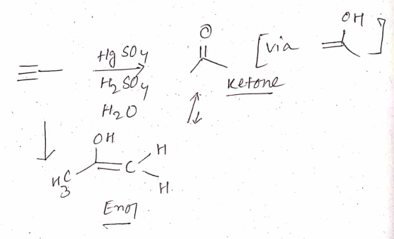 Hg sou H₂ SO 4 H20 Ketone . lei OH C . Enor