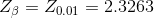 Z3 = 20.01 = 2.3263