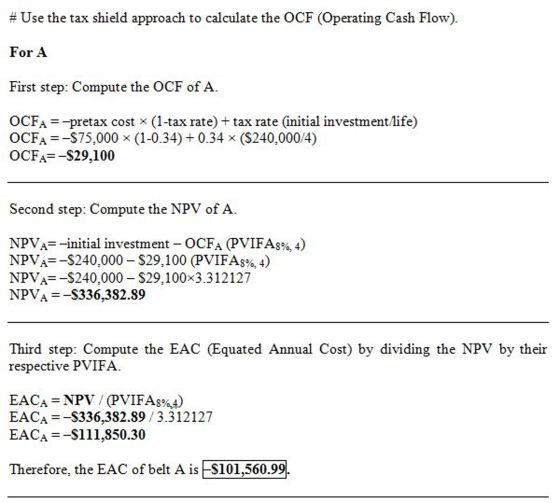 # Use the tax shield approach to calculate the OCF (Operating Cash Flow) For A First step: Compute the OCF of A A -pretax cos