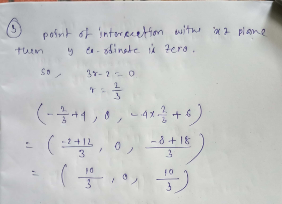 na plane 3 point of interacation with them y co-rdinate i zero. so 38-2=0 (- +4,0, -.4x + 6 )